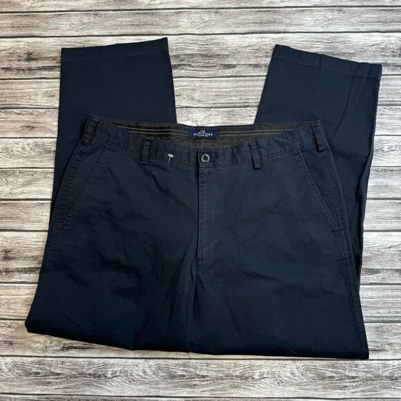 The Outfitters by Lands' End Men's Chino Pants 38 Dark Navy Blue Flat Front Zip - Picture 1 of 11